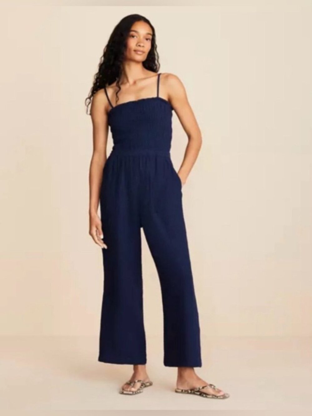 Lou & Grey Smocked Triple Cloth Jumpsuit